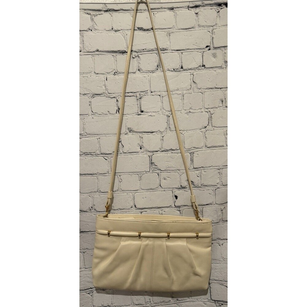 Bechamel vintage Cream Genuine leather clutch Purse With Gold Hardware Zipper